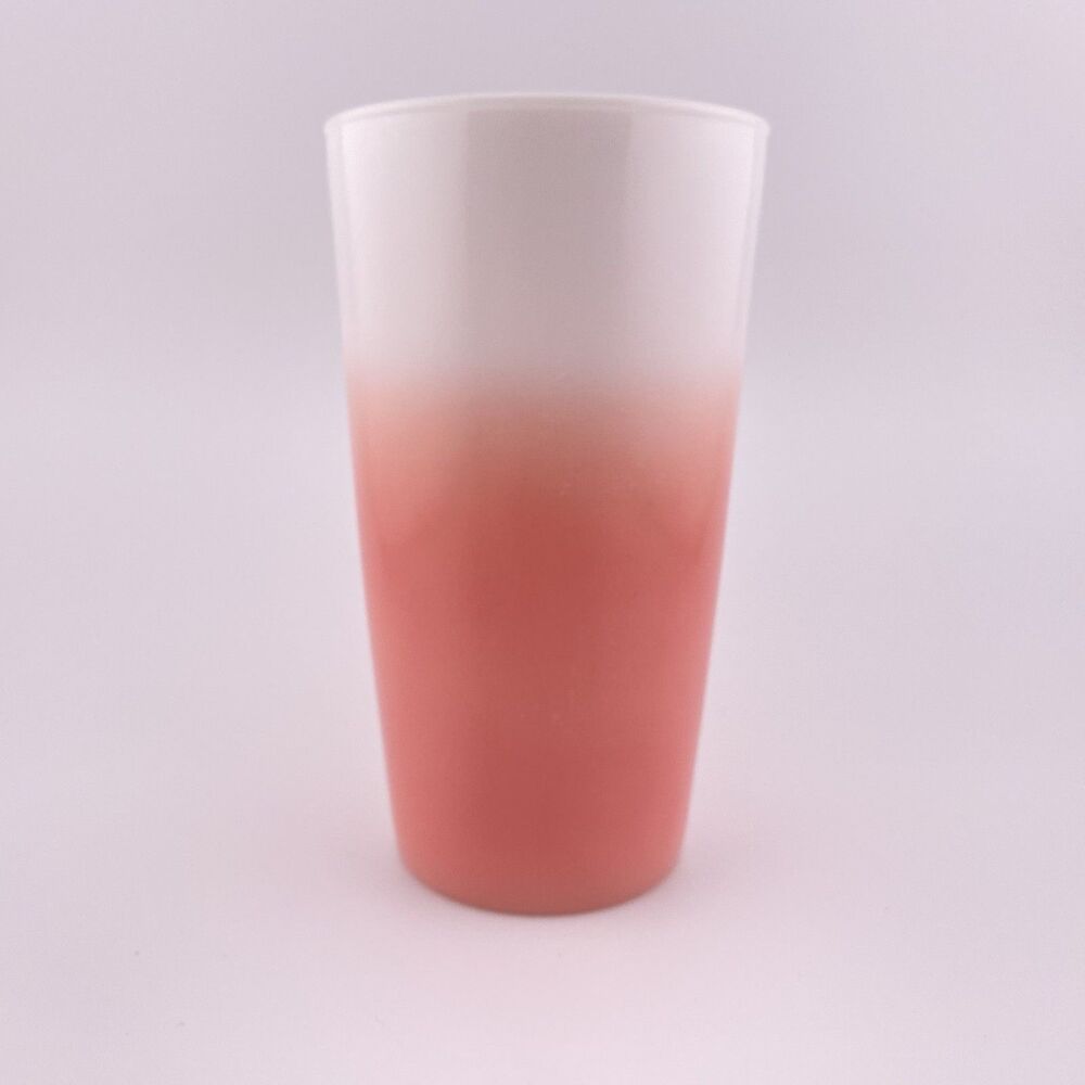 Hazel Atlas Moderntone Platonite Tumblers Glass Ombre Pink Vintage